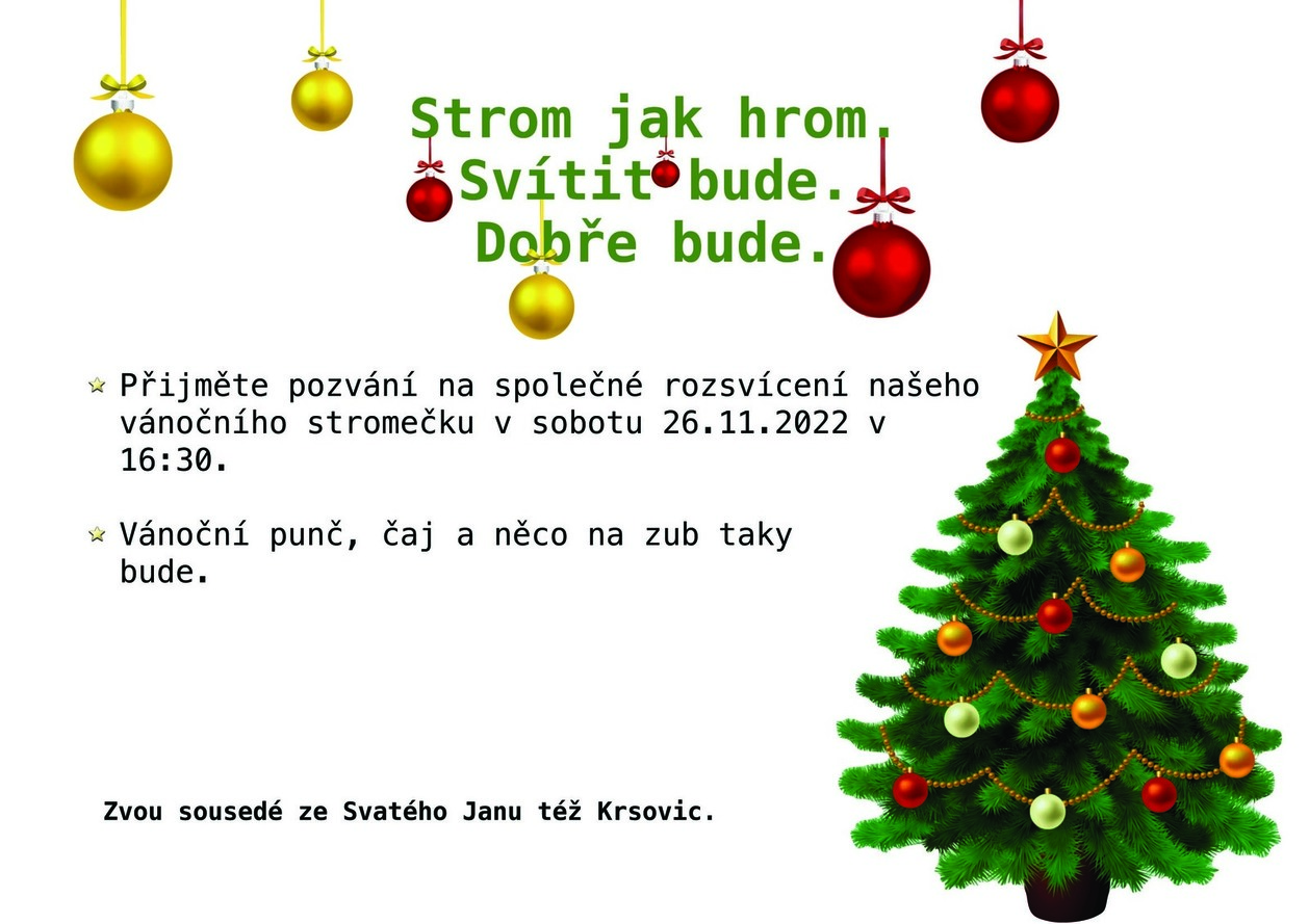 Rozsvěcení vánočního stromu Sv. Jan t. Krsovice